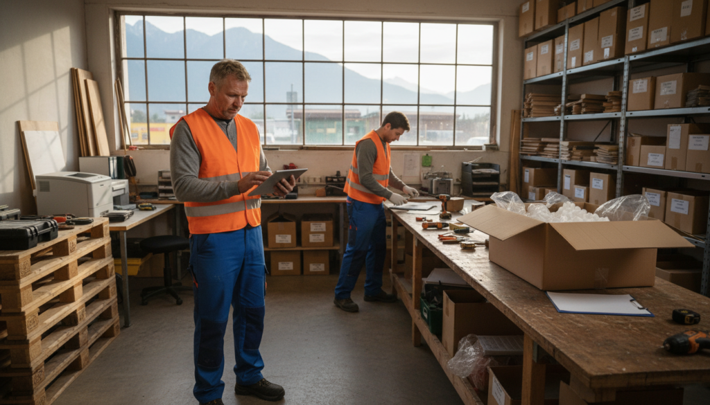 Automatische Lieferschein-Verarbeitung Handwerker in Aktion